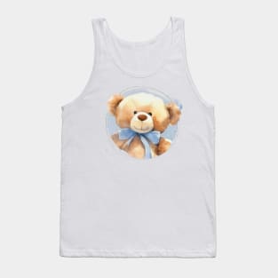 Cute Baby Boy Teddy Bear With A Blue Bowtie Tank Top